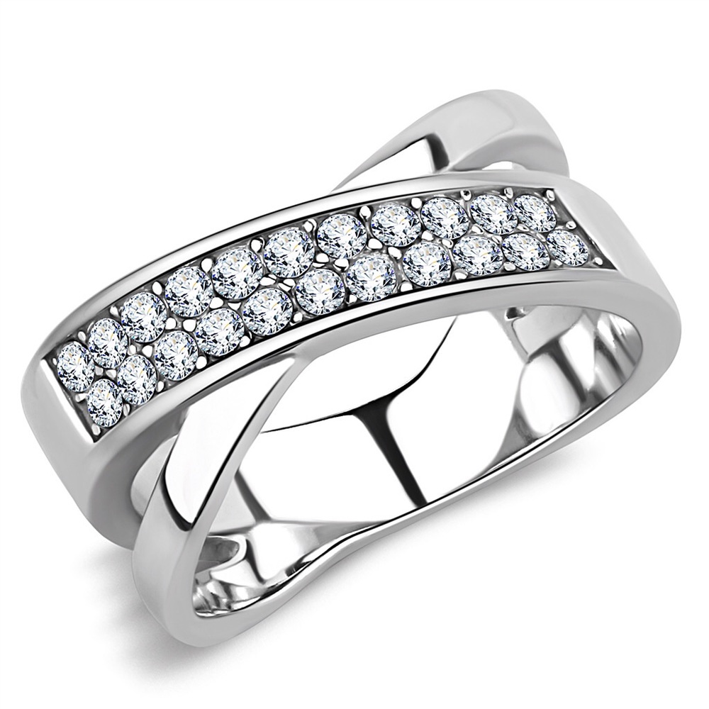 STAINLESS STEEL Top Grade Crystal Crossover Ring - Picture 13 of 16